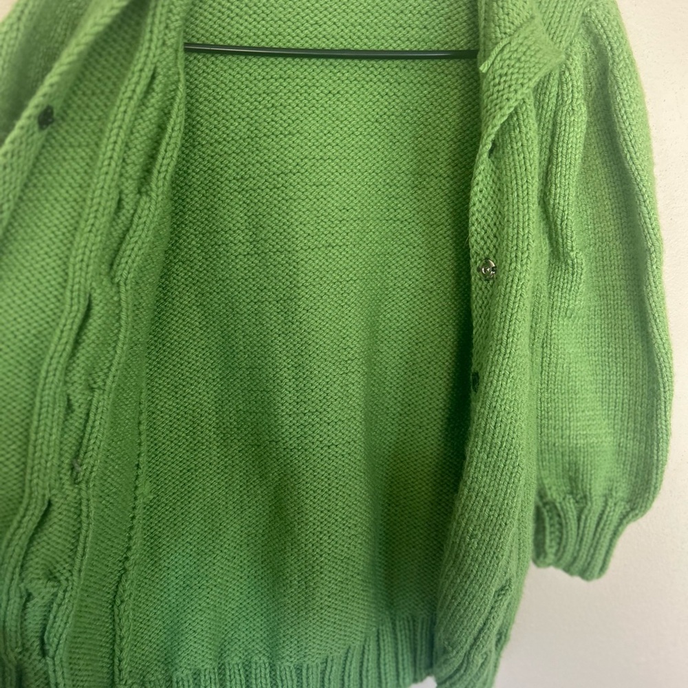 Vintage Lime Green Cable Knit Cardigan - Picture 8 of 10